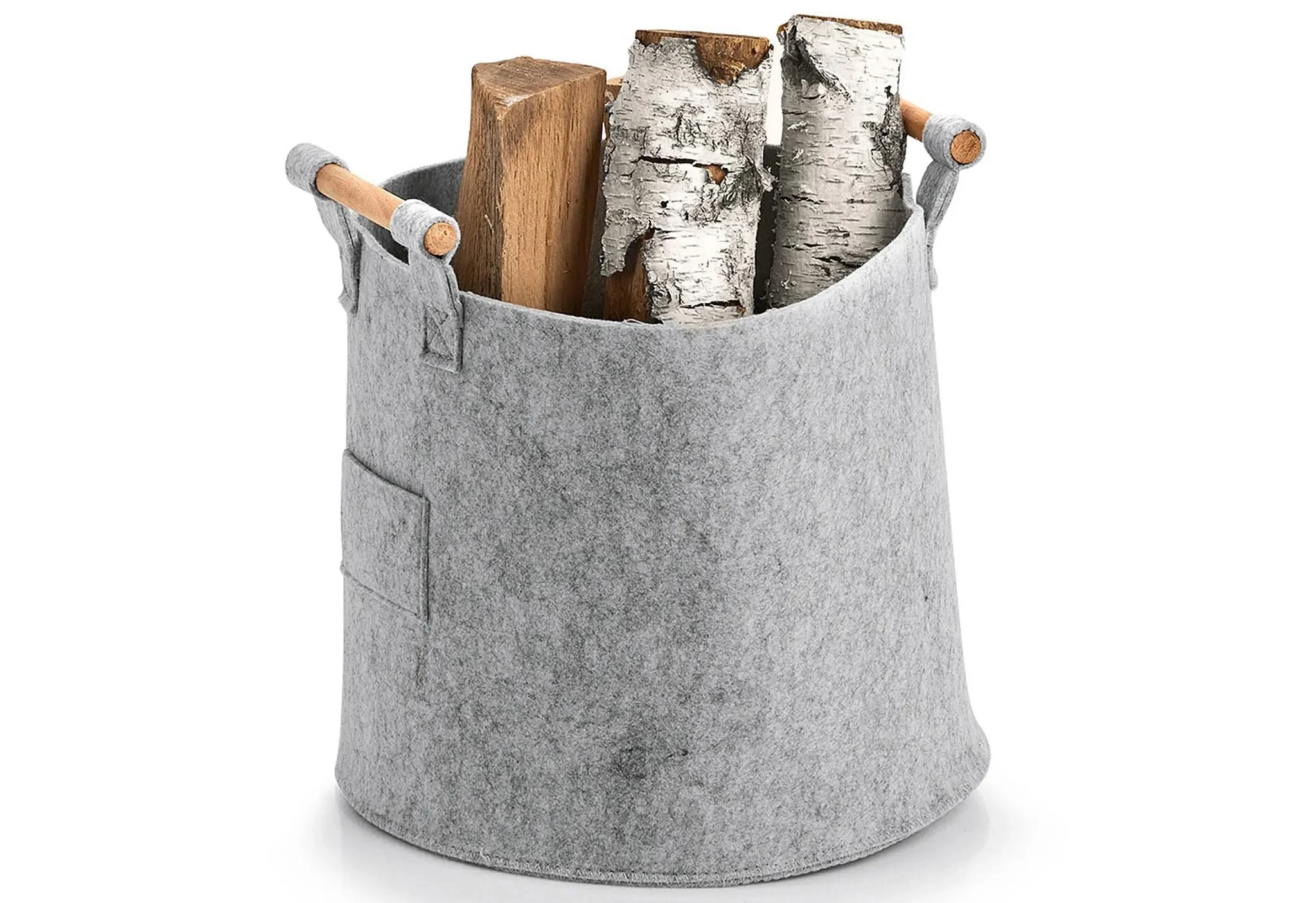 Filz-Aufbewahrungsbox rund – hellgrau, Ø 31 × 28 cm